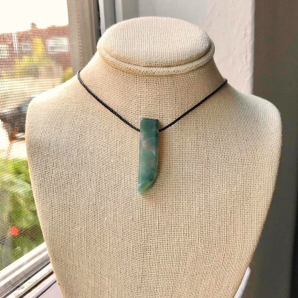 Handmade Jewelry - Moss Agate Long Stick Necklace/Choker
